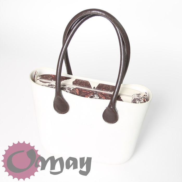 organizer do OBAG MINI kwiaty motyle beż brąz 2 kieszenie wkład OMAY