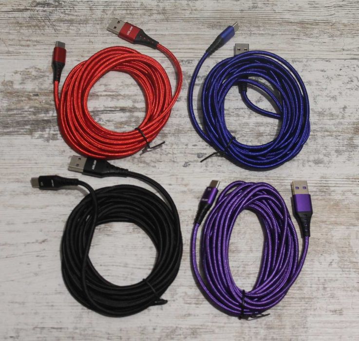 Кабель Type-C-USB 5A длина 3 метра.Быстрая зарядка.