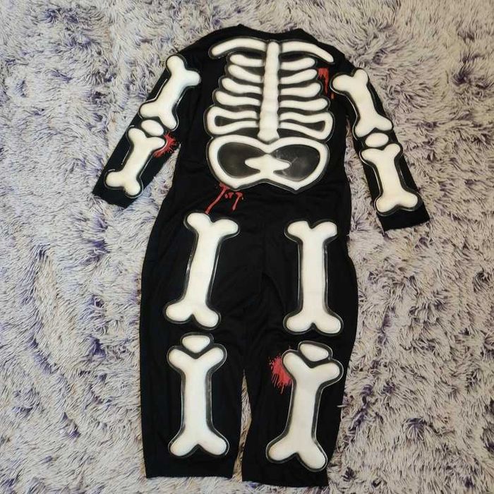 Strój kostium przebranie kościotrup szkielet Halloween Morrisons 134/140 3D wypukłe kości