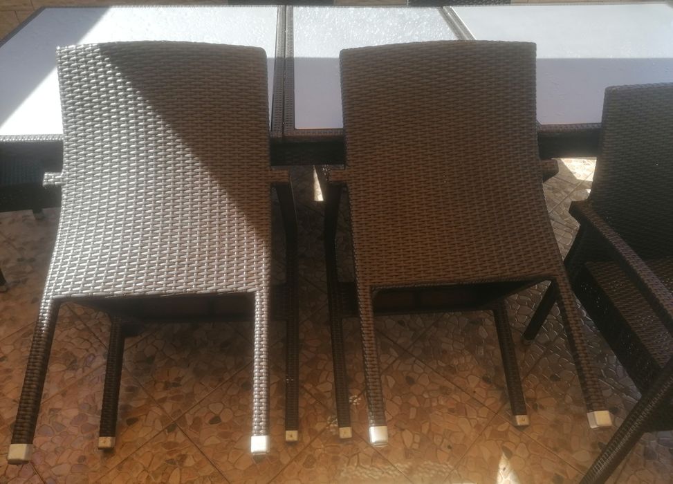 Mesa para jardim terraço mais 6 cadeiras para exterior