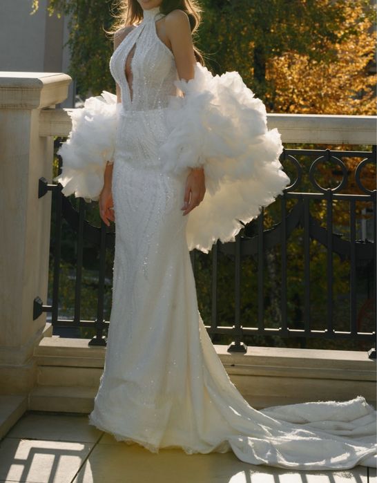 Весільна сукня (рибка)+ накидка та рукавички