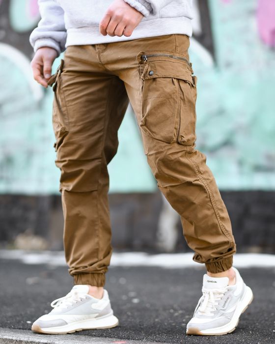 Міські чоловічі  штани карго джогери lenox кайот на резинках з кармана