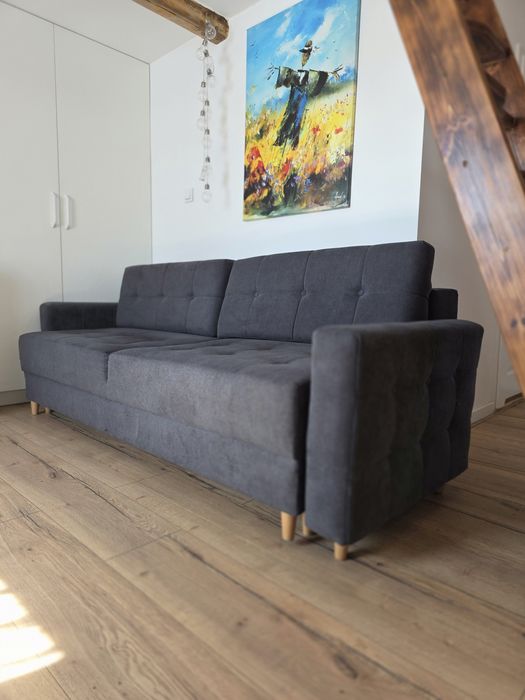 NOWA Sofa Kanapa PARIS Bodzio | Styl Skandynawski | Grafitowa | Funkcja Spania