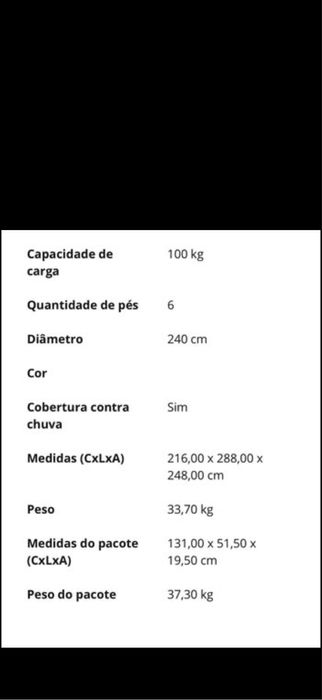 Trampolim 240 cm ate 100 kg