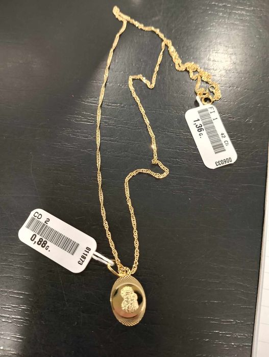 Piękny zestaw Łańcuszek + medalik złoto pr. 585