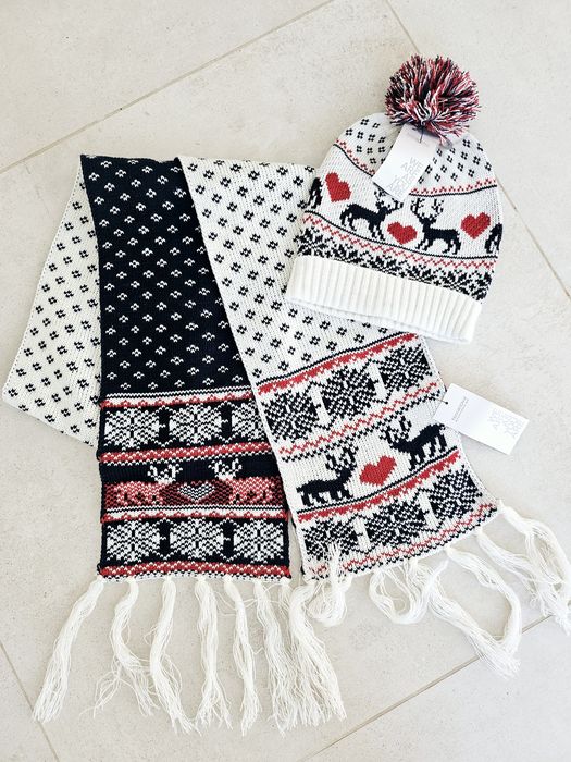 Komplet zimowy  czapka + szalik wzór skandynawski