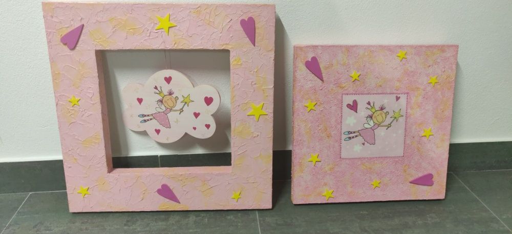 2 Hand-painted Wall Art Pieces for a Girl's Bedroom (Entire Set for €20)