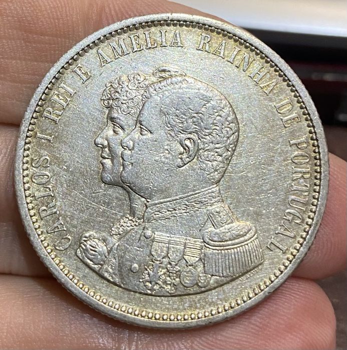 Moeda 1596 - D. CARLOS/ AMELIA 1000 Reis 1898 Prata