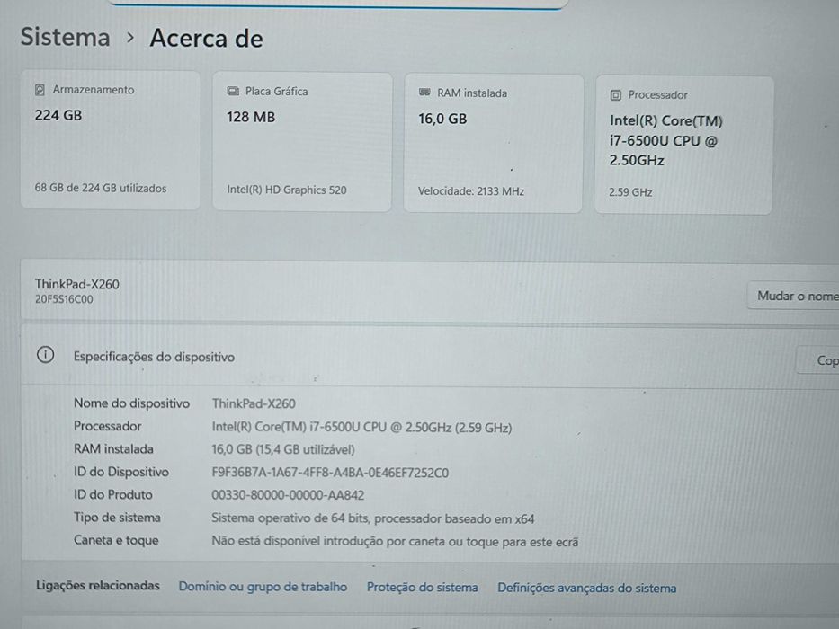 Lenovo ThinkPad X260 i7 IPS FHD 16GB SSD 250GB webcam
