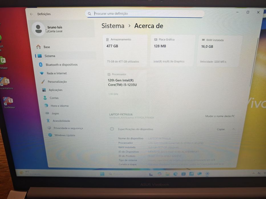 ASUS VivoBook 15 X1504ZA Intel I5-12th Gen 16GB RAM  512GBSSD Win11Hom