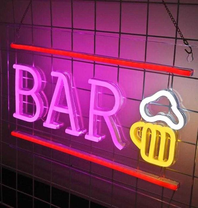 Reclame Luminoso Decorativo com Iluminação LED Néon em Base de Acrílico - Carregado por USB - Diferentes Frases e Temas