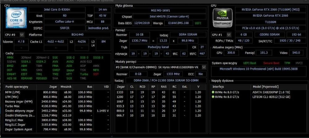 Laptop MSI GF65 RTX2060