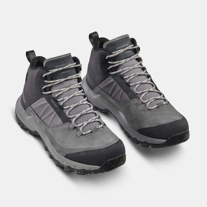 Botas impermeáveis de caminhada montanha MH500 Homem Cinzento