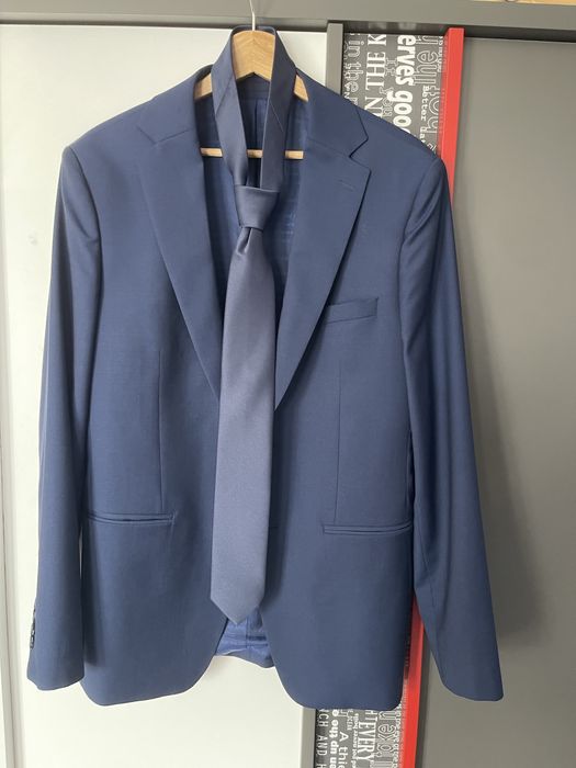 Lavard garnitur męski 46 slim granatowy komplet  + krawat