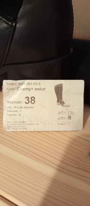 Skórzane kozaki rozmiar 38