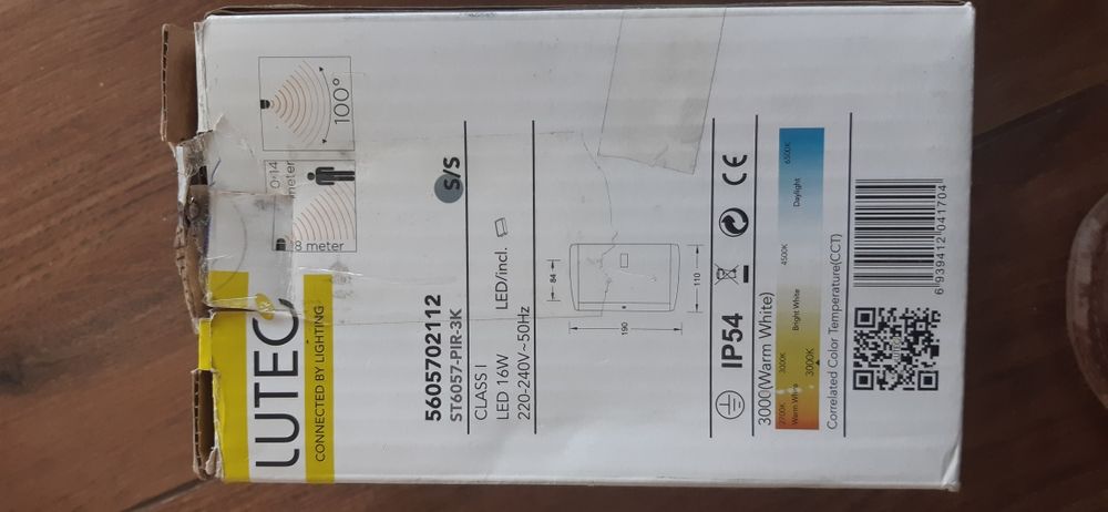Zewnętrzna lampa ścienna z czujką PIR - 2szt