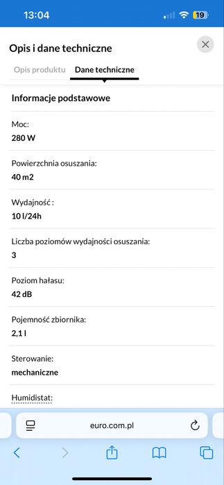 Osuszacz powietrza Osuszacz Stadler Form Theo Higrostat 2,1l 40m2