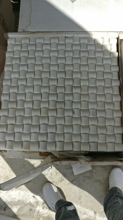 Мозаика мраморная 3D (белая с черным)  White/Taiwan Green 3D