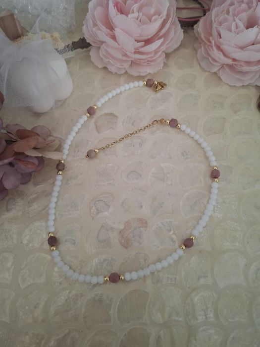 Naszyjnik handmade  z naturalnych kamieni hematyt rodonit jadeit