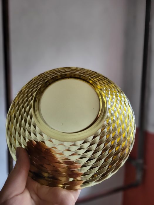 3 miski z żółtego szkła PRL