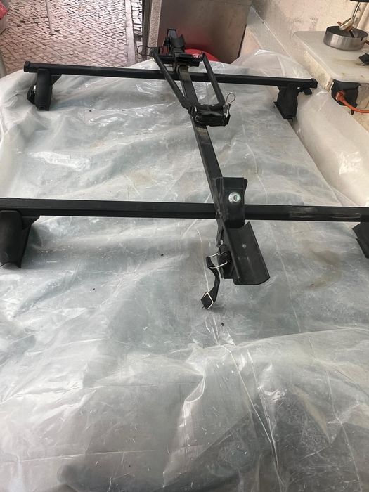 Barras tejadilho, suporte bicicleta e de prancha