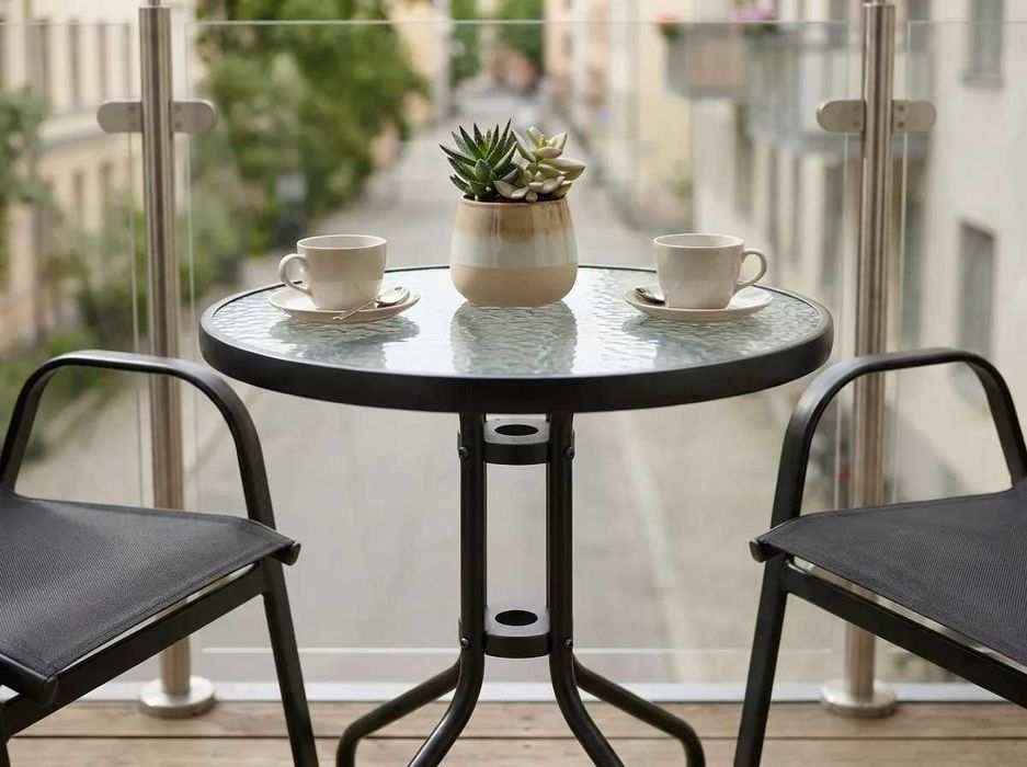 Meble Ogrodowe na Balkon Taras Zestaw Stolik + 2 Krzesła Nowe