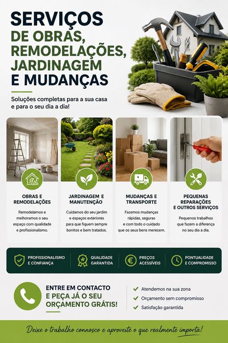 Serviços de obra/remodelações/jardinagem/mudanças