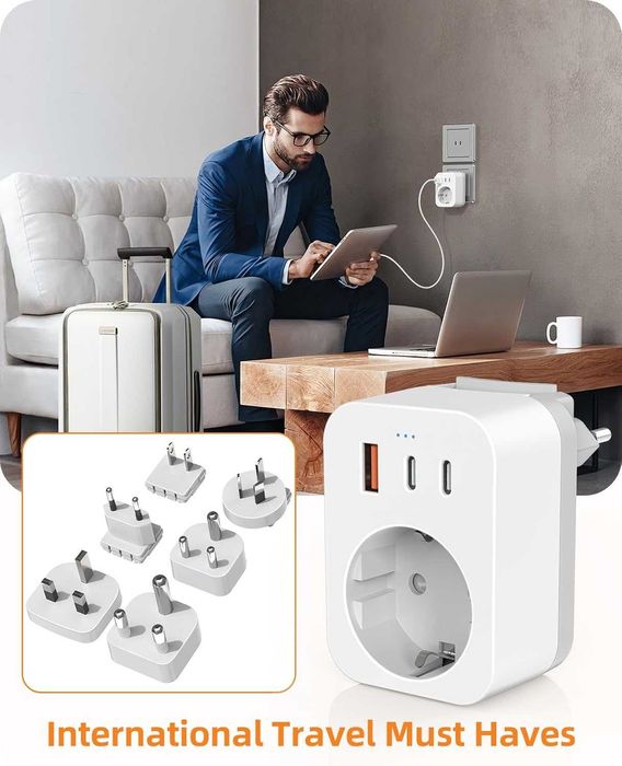 Międzynarodowy adapter podróżny USB-C PD 20W