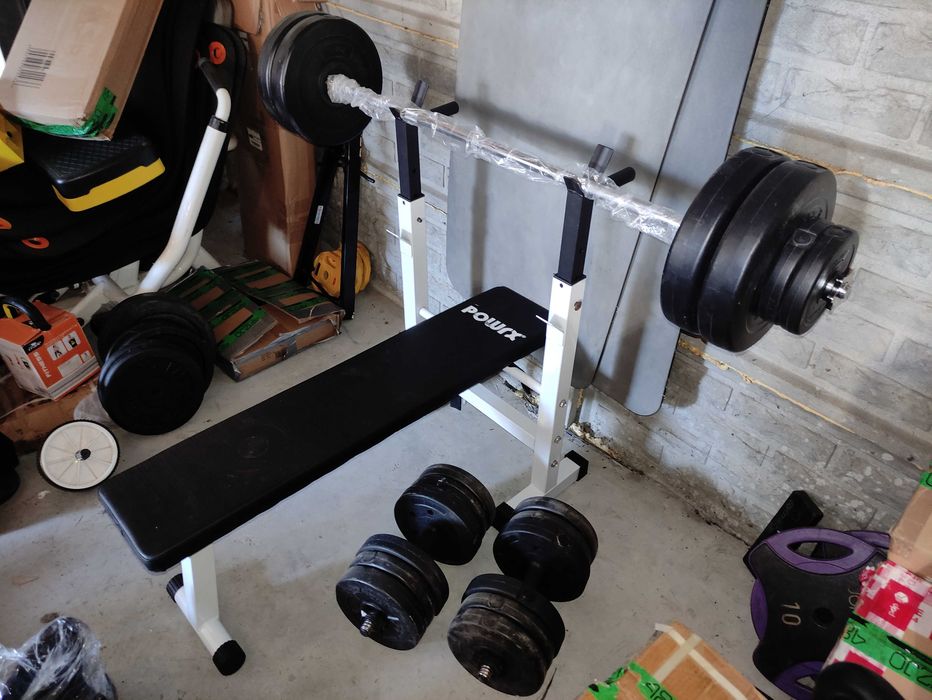 Ławka ławeczka do ćwiczeń regulowana 59kg + Gryf Sztanga Hantle