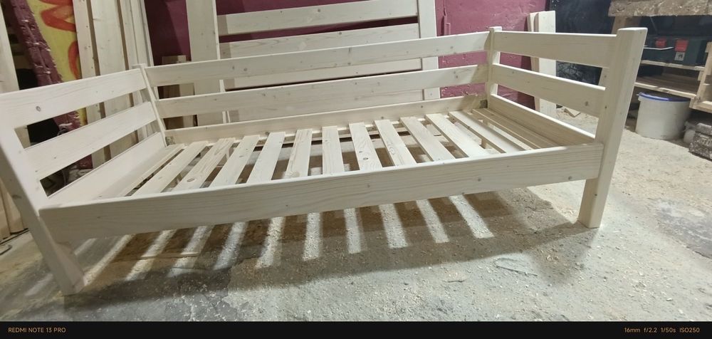 Ліжко деревʼяне 90*200, ліжко односпальне, ялиця, деревʼяне