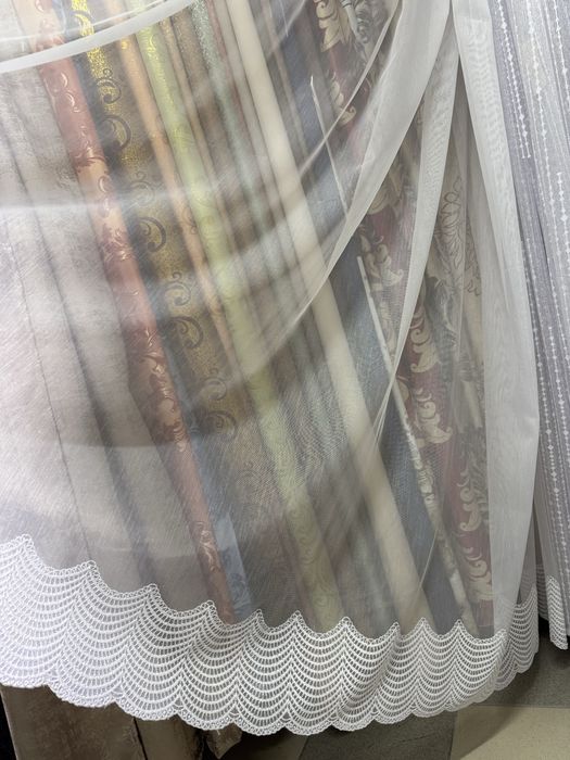 Тюль 6.75м бамбук низ вишивка тюлі штори розпродаж