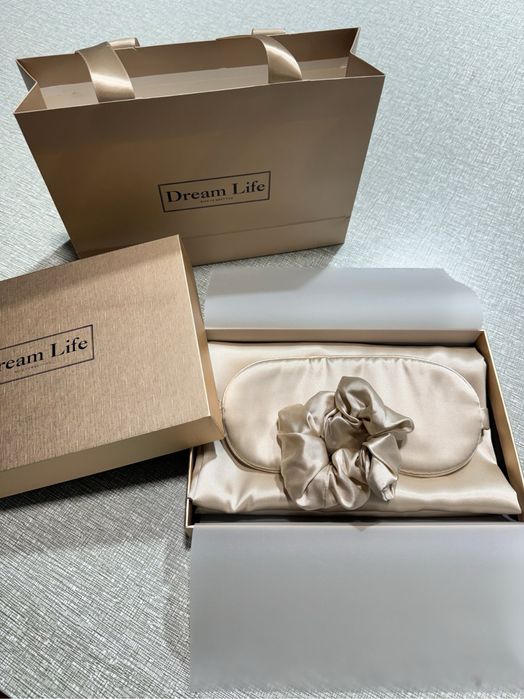 Подарочный набор из 100% натурального шелка цвета шампань