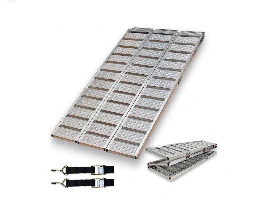 Rampy najazdowe SZEROKIE aluminiowe najazdy składane 175cm x 114cm podjazdy do quada traktorka kosiarki