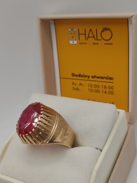 Piękny złoty sygnet pr.585 od Halogsm Zgierz.