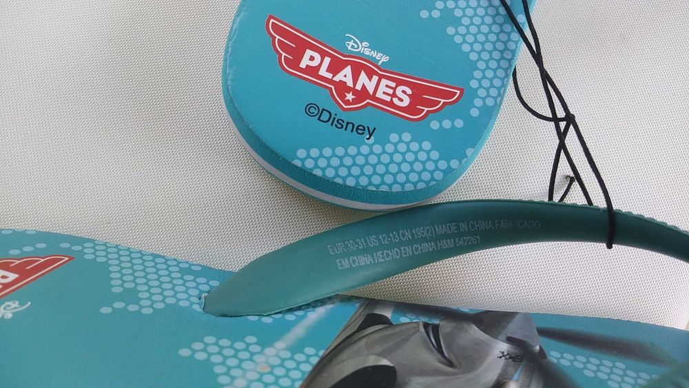 H&M rozm. 30-31 NOWE klapki Disney PLANES turkusowe japonki