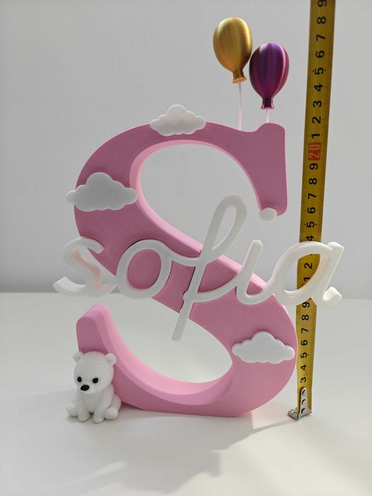 Letra Inicial Personalizada com Nome – Decoração Infantil 3D