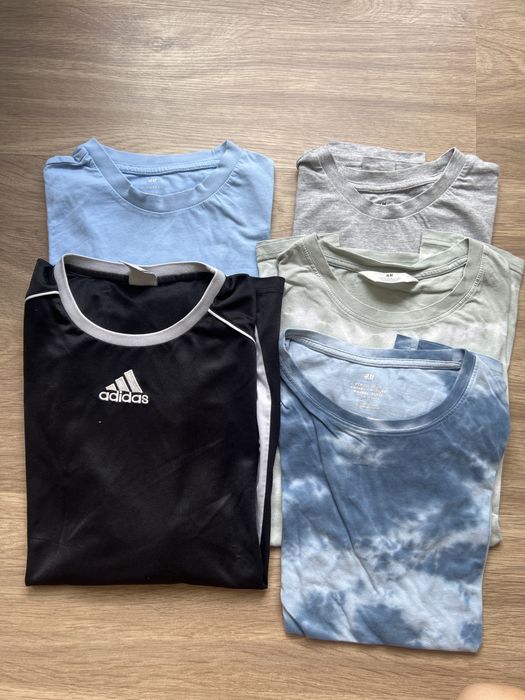 Zestaw pięciu koszulek H&M, Adidas rozmiar S.