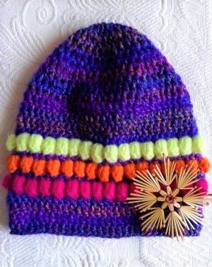 Szydełkowa czapka beanie "Neon bubbles"