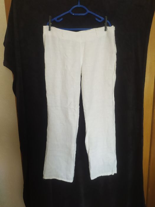 Білі натуральні лляні штани L- XL