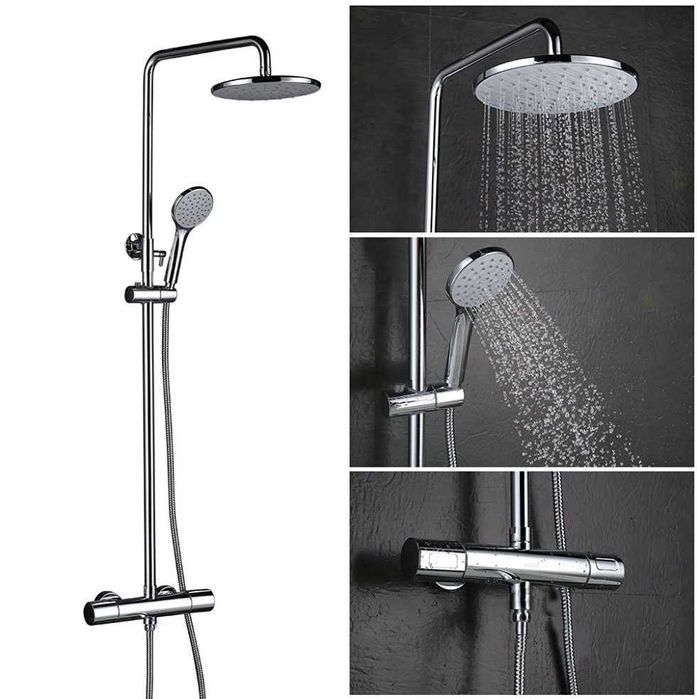 Bateria kolumna prysznicowa termostatyczna z deszczownicą