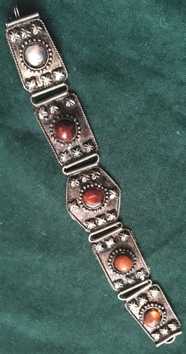 Vintage: bransoleta z kamieniami z okreu PRL, filigran