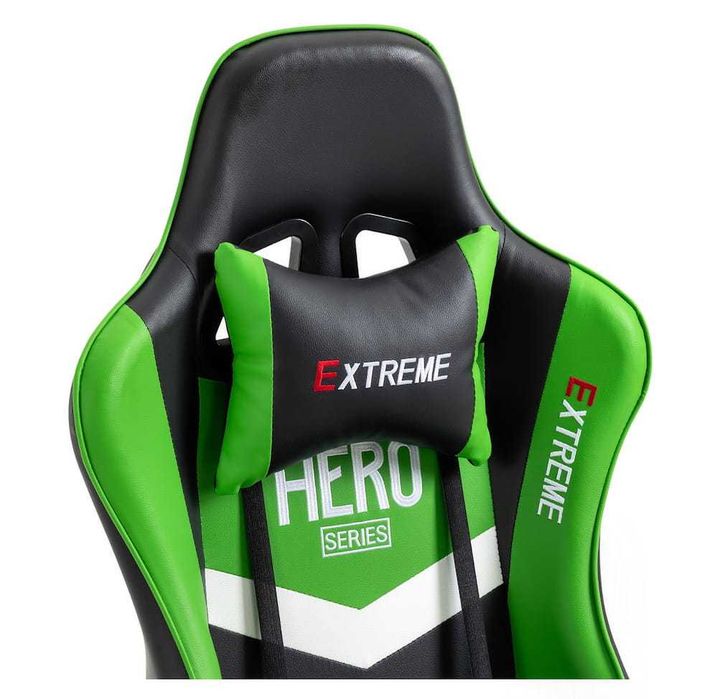 Fotel EXTREME HERO Green Gamingowy dla Graczy z podnóżkiem