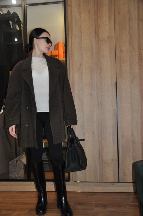 Пальто Premium шоколад оверсайз 100%  натуральна шерсть під BAZHANE