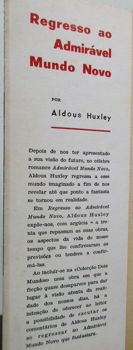 Aldous Huxley - - - Regresso ao Admirável Mundo Novo - - - - - Livro