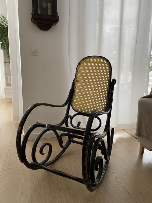 Fotel retro vintage gięty bujany