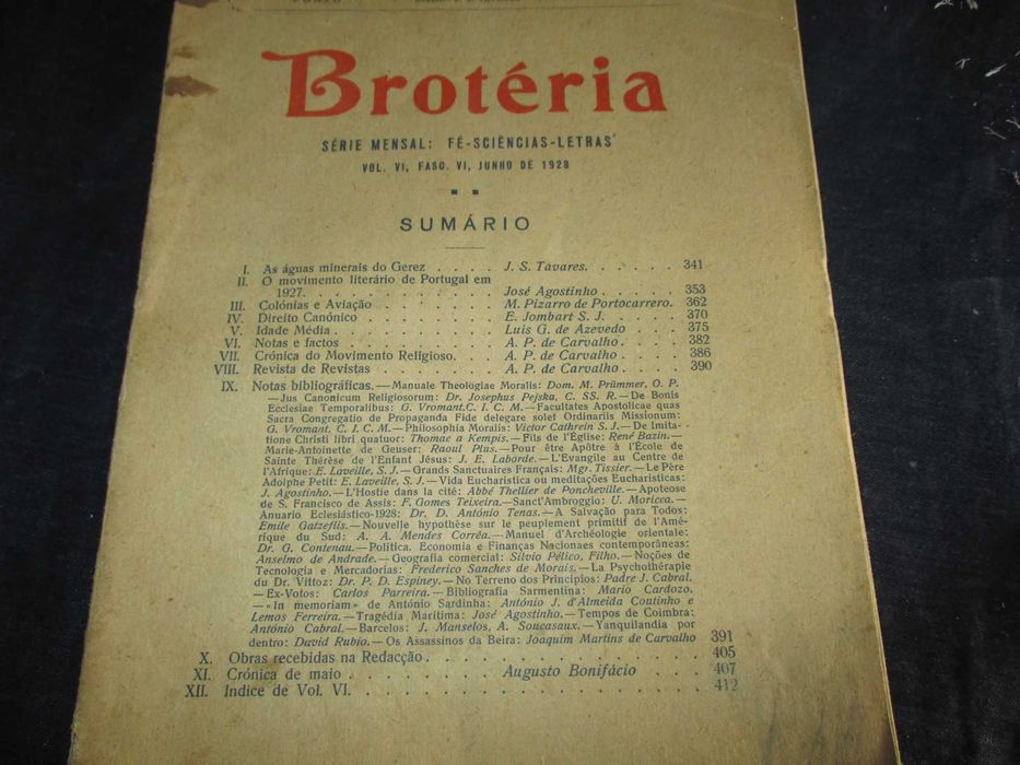 Revistas Brotéria Série Mensal 1929 a 1931