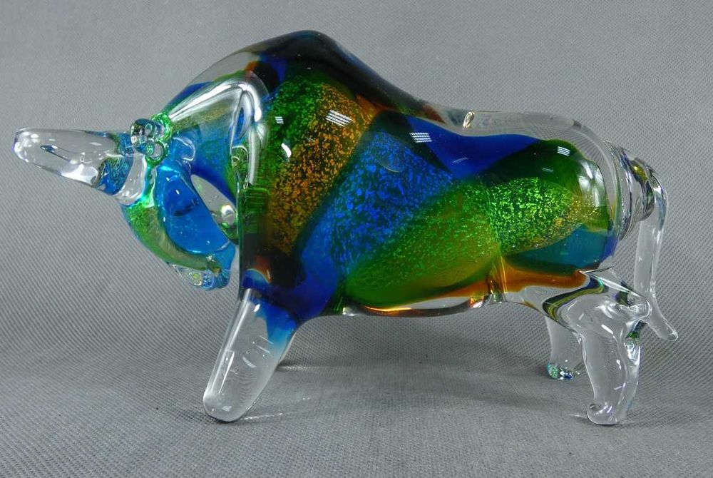 Figura szkło MURANO kolorowy BYK byczek figurka 25,5 cm