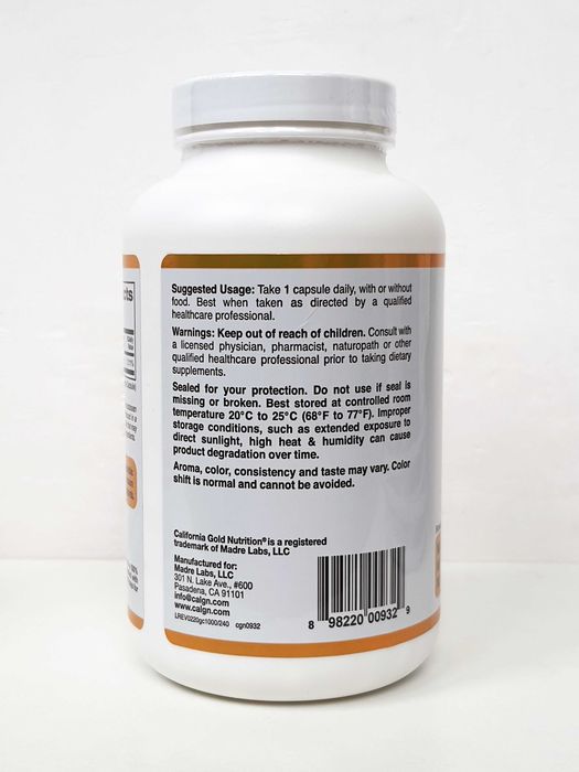 Вітамін С California Gold Nutrition Gold C, 1000 мг, 240 капсул
