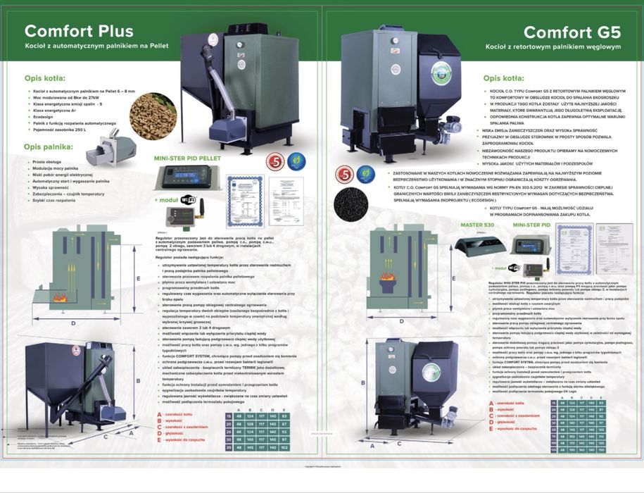 Piec na pellet drewno ekogroszek z podajnikiem montaz 5 klasa