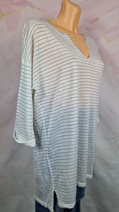 Bluzka/sweterek z rękawem 3/4 na wiosnę next 48 4xl plus size biała w